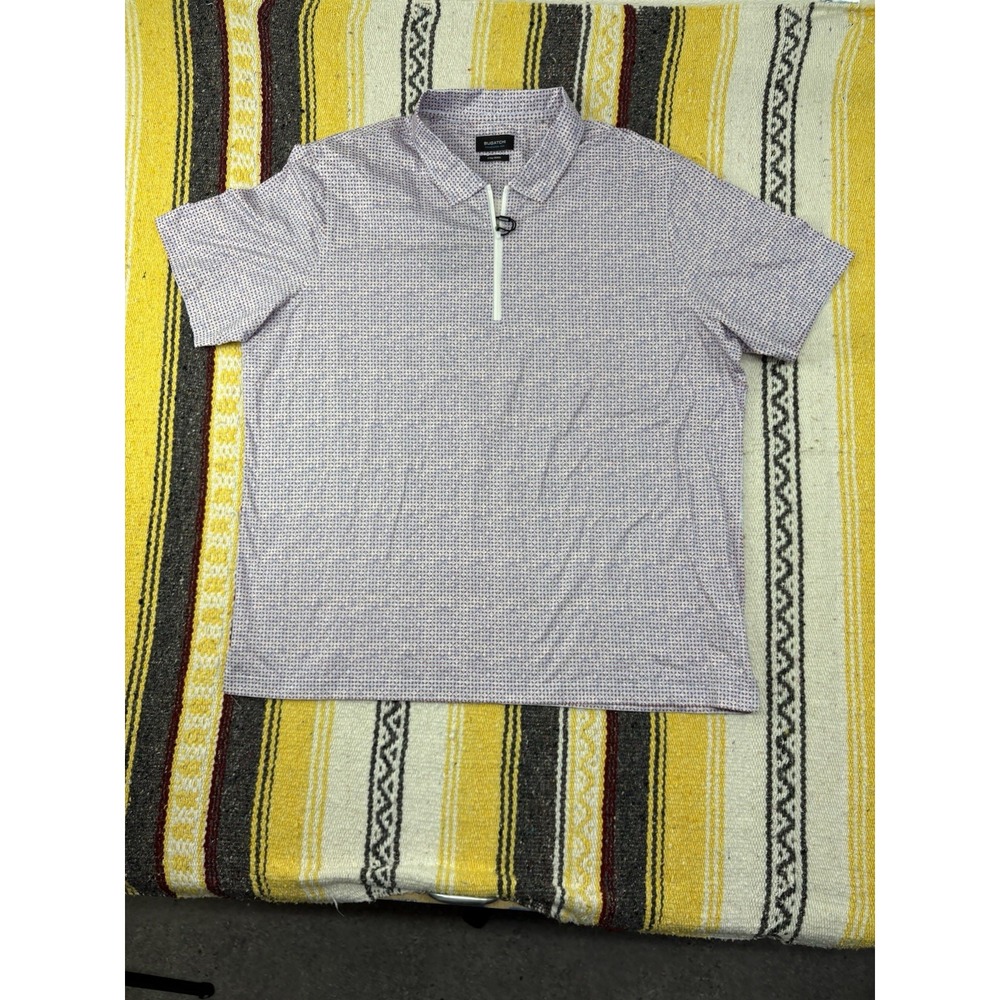 Bugatchi Shirt Size 3XL OoohCotton Tech Tipped Knit-Trim Quarter-Zip Polo READ